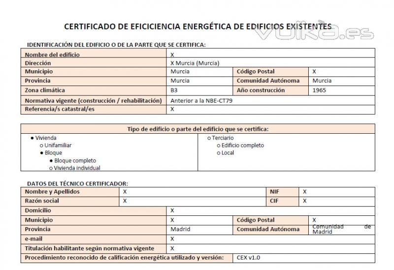 Certificado energético datos