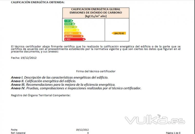 Certificado energético calificacion energetica