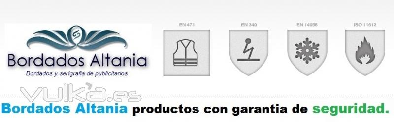 Bordados Altania cumpliendo las normativas de seguridad, en todos los productos de su catalogo.