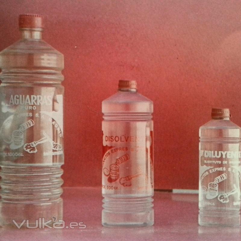 Botellas de hace ms de 50 aos de aguarrs puro o esencia de trementina, diluyente y disolvente 