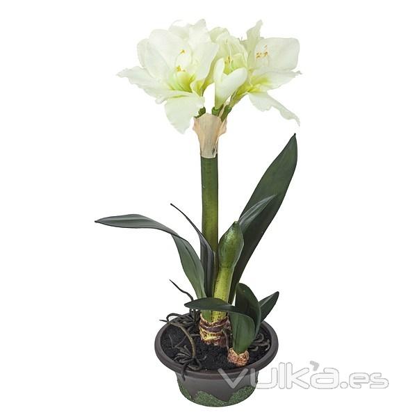 Plantas artificiales. Planta flores amaryllis artificial blanca en La Llimona home