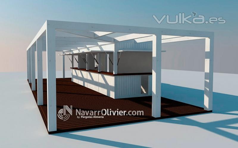 Proyecto de chiringuito desmontable con pergola www.navarrolivier.com