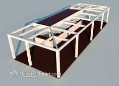 Vista 3d de chiringuito de playa desmontable con pergola y tarima wwwnavarroliviercom