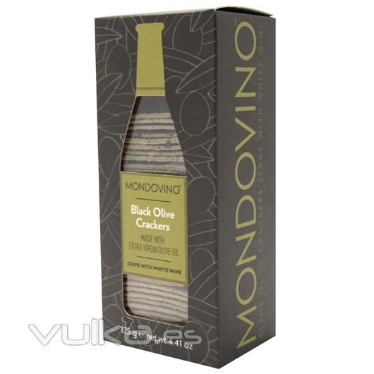 Crackers con Oliva Negra Mondovino para Vino Blanco