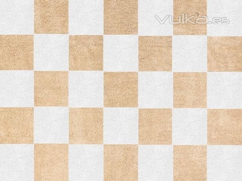 Alfombra infantil Damero beige. De algodón y apta para lavadora.