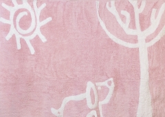 Alfombra infantil verano rosa de algodon y apta para lavadora