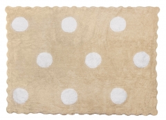 Alfombra infantil topos beige de algodon y apta para lavadora