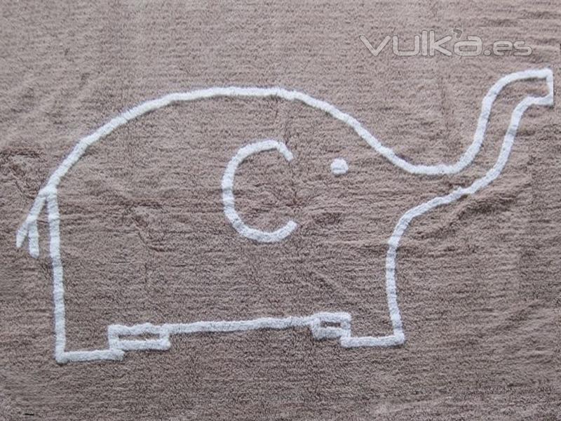 Alfombra infantil Elefante topo. De algodn y apta para lavadora.