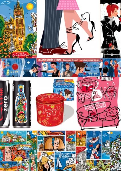  Ilustraciones Coca-Cola, Aquabona, Nestlé, Panrico, Bic, entre otros. +info en www.juanmagarcia.net