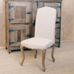 Silla recta estilo frances roble natural tapiceria lino