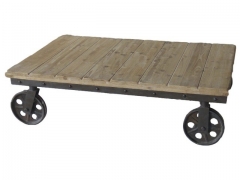 Mesa de centro con ruedas estilo industrial