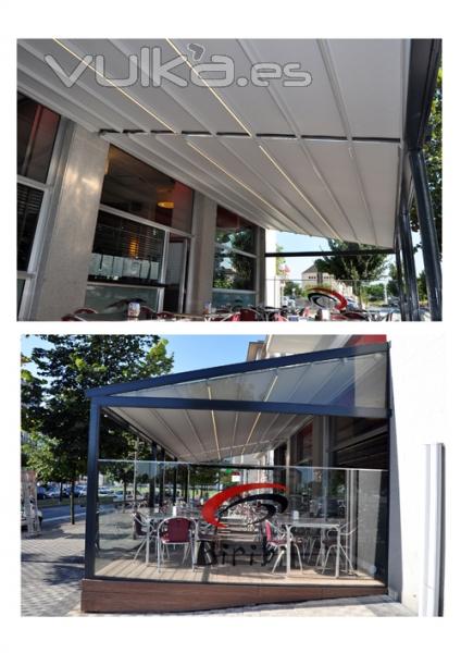 Terraza 40 m2 de restaurante con techo totalmente extendido