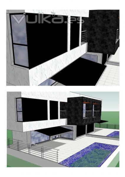 Proyecto de toldos verticales y cofres para vivienda particular.