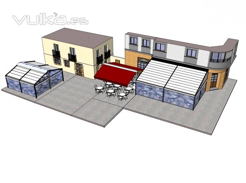 Proyecto con tres tipos de terraza para hostelera.