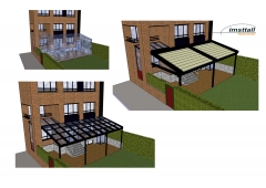 Proyecto con techo movil de cristal y con pergola de altas prestaciones