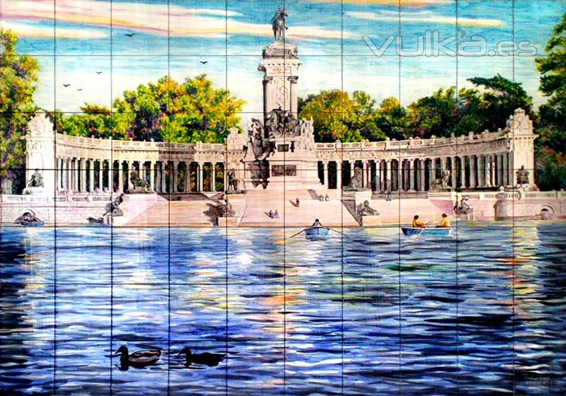 Estanque del Retiro en Madrid / Mural de azulejos pintados a mano