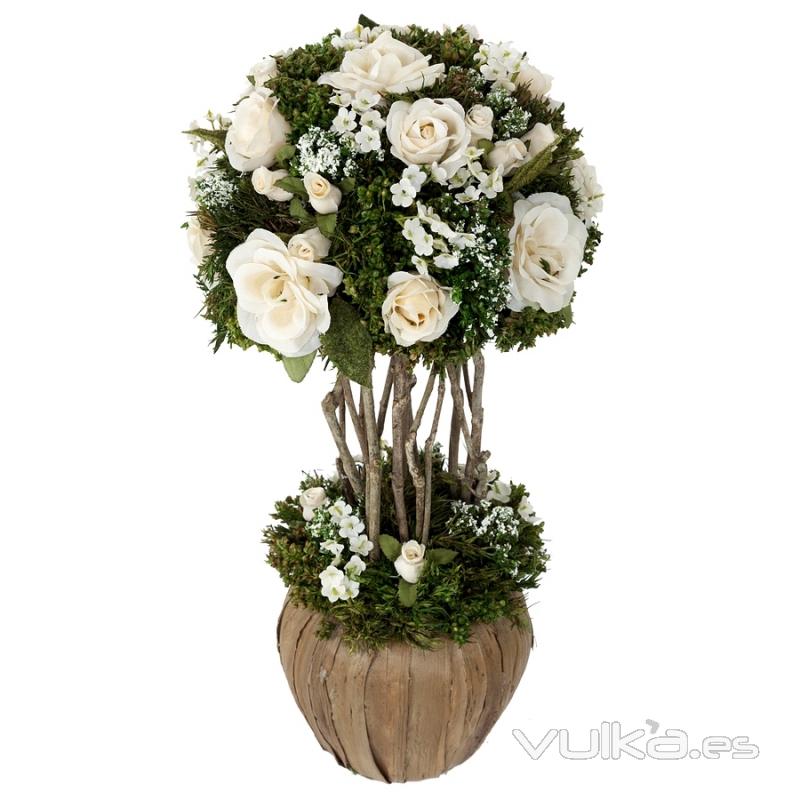 Arreglos florales artificiales. Arreglo floral bola natural crema 35 - La Llimona home