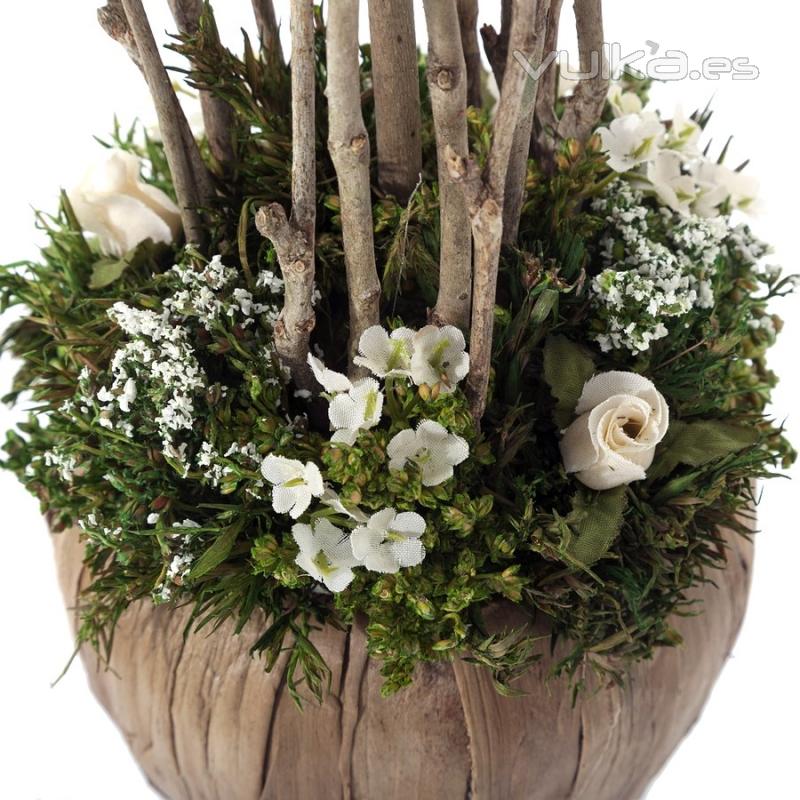 Arreglos florales artificiales. Arreglo floral bola natural crema 35 1 - La Llimona home