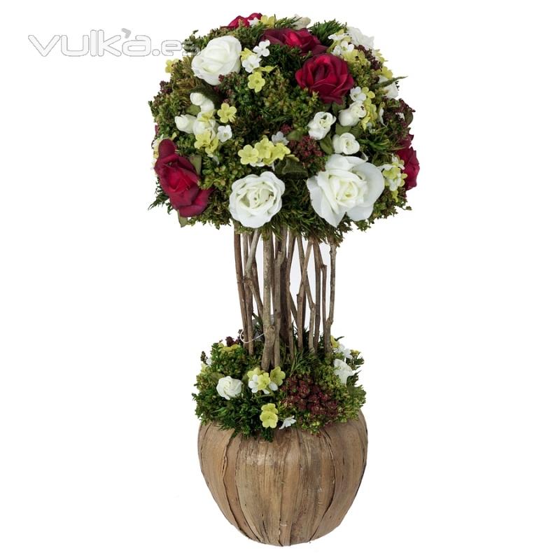 Arreglos florales artificiales. Arreglo floral bola natural rojo 35 - La Llimona home