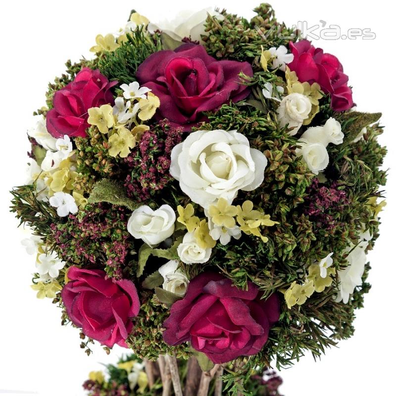 Arreglos florales artificiales. Arreglo floral bola natural rojo 35 2 - La Llimona home