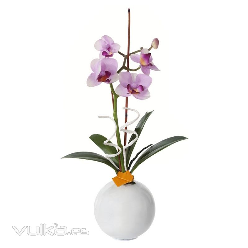 Arreglo floral orquideas artificiales lilas con maceta - La Llimona home