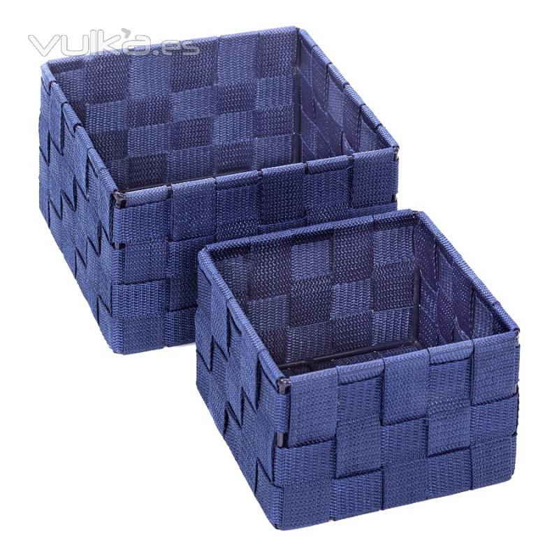 Accesorios de bañ. Panera baño zinia azul set 2 cuadrada - La Llimona home