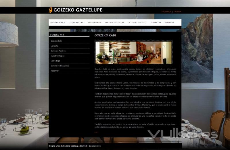 Pgina Web de Goizeko Gaztelupe. Restaurante, taberna y Catering en Madrid www.goizeko-gaztelupe.com