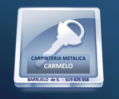 Logo y telefono de carpinteria metalica carmelo barruelo