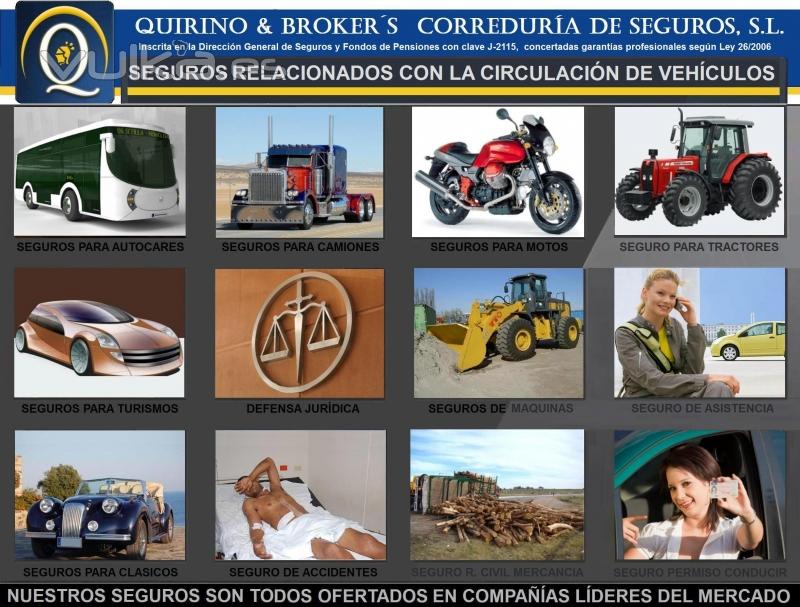 QUIRINO & BROKERS - Nuestra gama de seguros relacionados con la circulacin de vehculos.