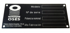 Placas de caracteristicas de maquinaria