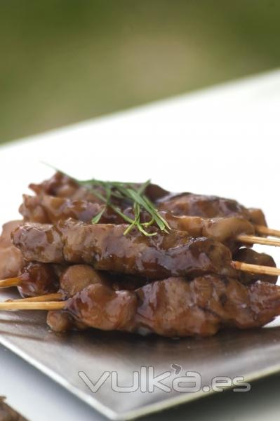 Brochetas de pollo Teriyaki