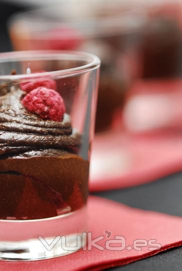 Mousse de chocolate con frambuesas