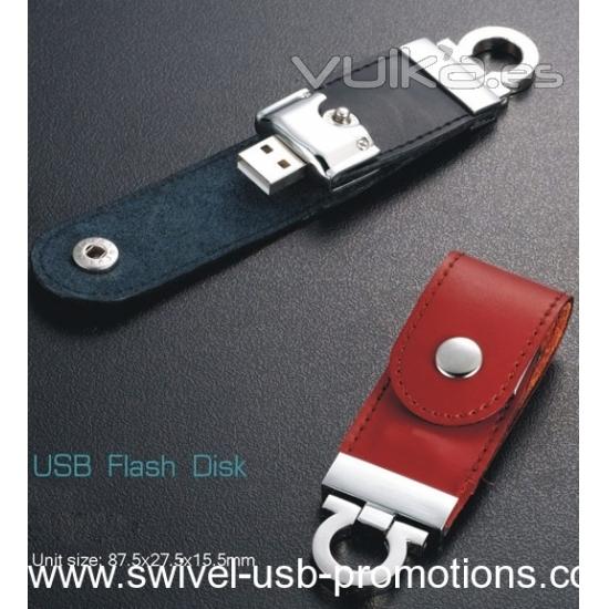 Memorias USB piel  8gb (marrón, negro, amarillo, azul)