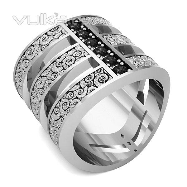 Modelo de Joyera en 3D de anillo con diamantes . Diseo de iStockJewel