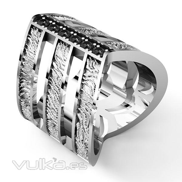 Modelo de Joyería en 3D de anillo con diamantes. Diseño de iStockJewel