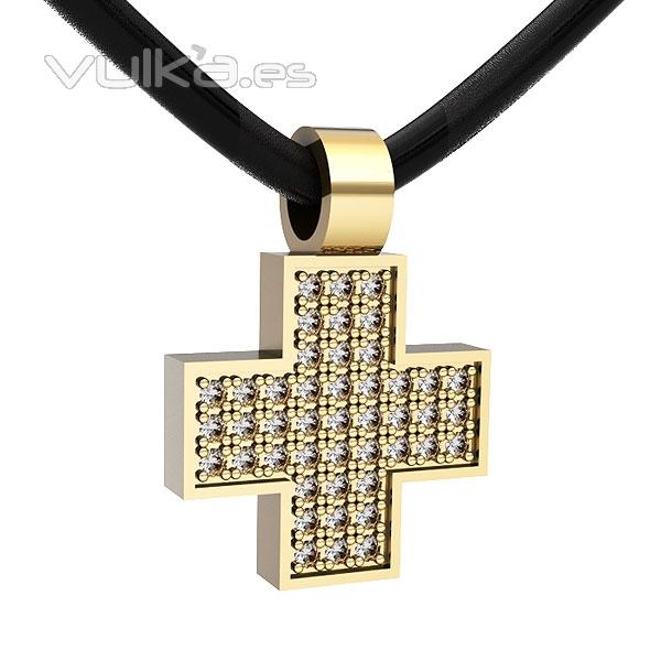 Modelo de joyería 3D de Cruz con diamantes. Diseño de iStockJewel