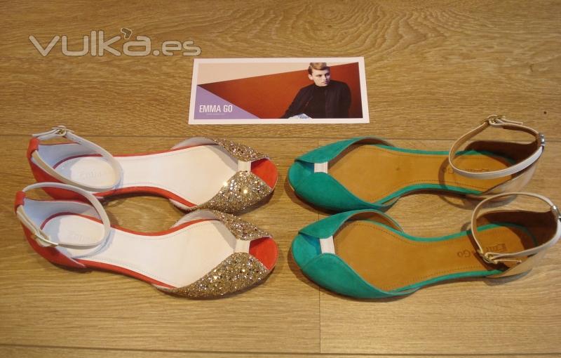 SANDALIAS JULIETTE GLITTER-CHAMPAGNE Y JADE-METAL PLATINO DE EMMA GO (SS13)