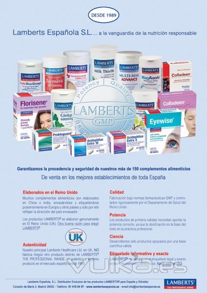 Lamberts Espanola SL, desde 1989 distribuidor Exclusivo de los productos Lamberts®