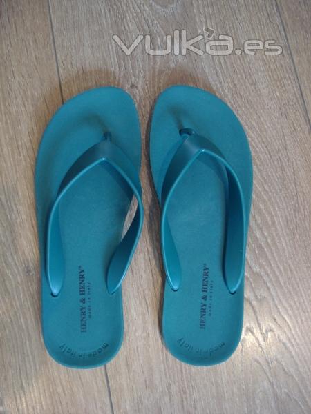CHANCLAS HENRY & HENRY (ITALIA) COLOR PETROLEO/AZUL TALLAS 35