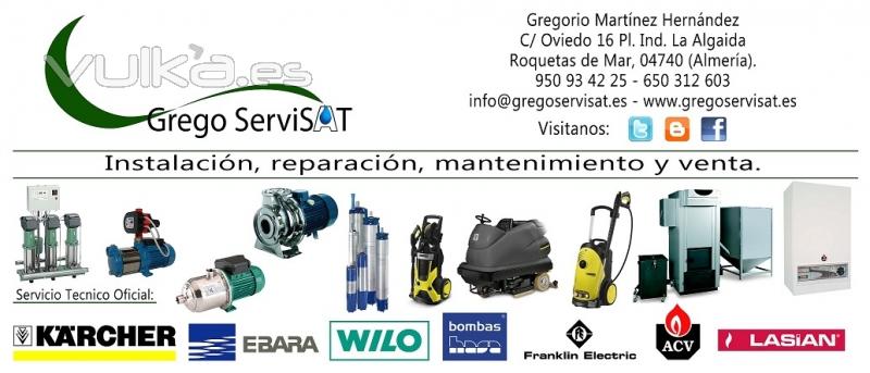 GREGO SERVISAT. Instalaciones, reparaciones y mantenimientos. SAT Karcher, Ebara, Wilo. Almera