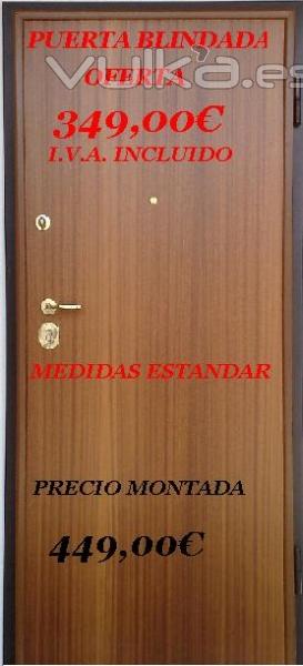  Puerta Blindada en block con 2 placas acero, interior aglomerado macizo, exterior rechapado sapelly