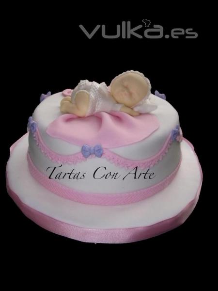 www.tartasconarte.com Tarta Baby shower modelado a mano con fondant