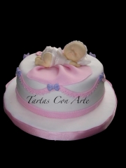 Www.tartasconarte.com tarta baby shower modelado a mano con fondant