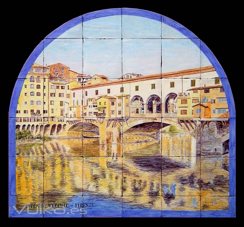 Ponte Vecchio, Florencia. Mural de azulejos rsticos 90x75cm.