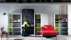 Dormitorio juvenil ideal para habitaciones con poco espacio donde poder jugar y estudiar