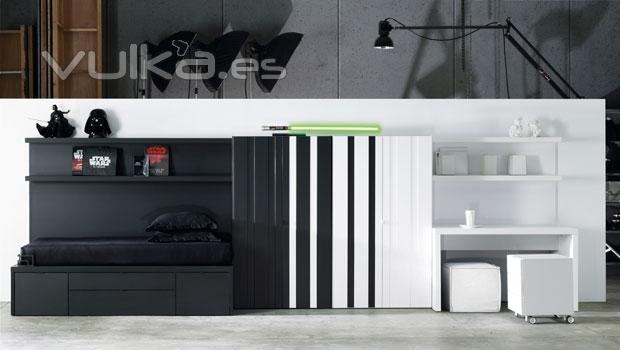 Mueble juvenil Life Box combinado en color gris vulcano y blanco