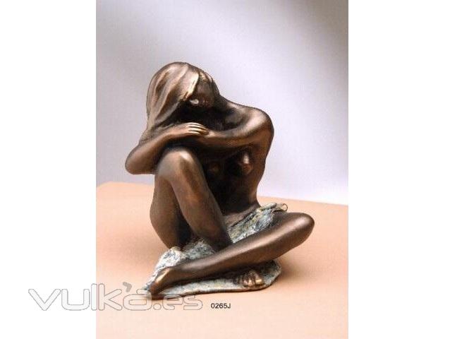 Figura Desnudo Jaspeada, con acabos en bronce. LLus Jord.