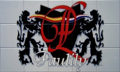 Escudo heraldico paulily, realizado en azulejos 75x45cm