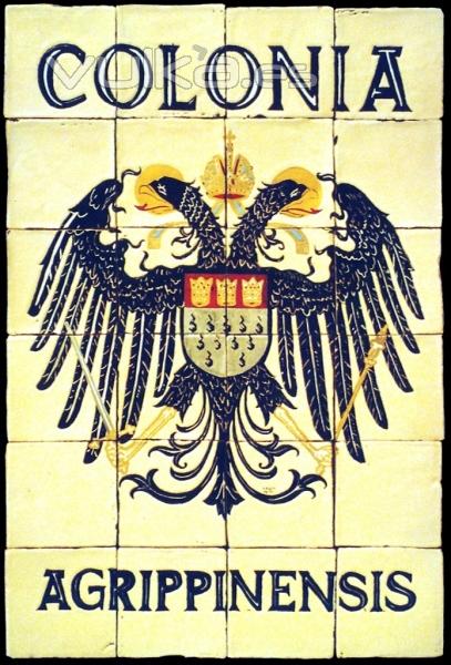 Escudo herldico Colonia Agrippinensis de azulejos rsticos,  60x90cm.