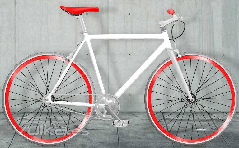 bicicleta moma fixie blanca y roja
